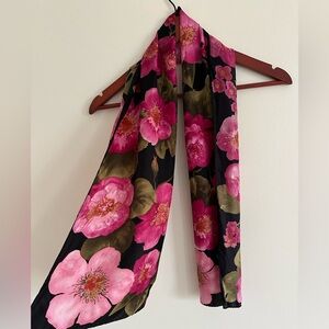 Vintage Silk Oscar De La Renta long scarf floral
